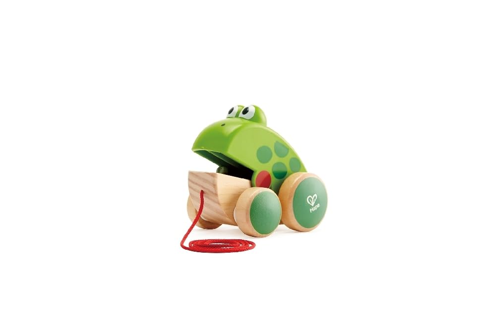 Hape - Frog Pull Along Wooden Fly-Eating Toddler Toy, Multicoloured 7