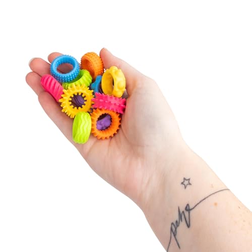 Sensory Fidget Rings - 12-Pack Tactile Stress Relief for Focus, 3 Years and Up 3