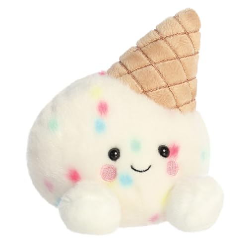 AURORA Palm Pals Sprinkle Ice Cream Soft Toy - Bean-Filled, 13cm, White & Brown 2