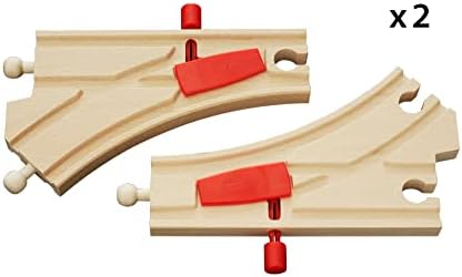 BRIO World Mechanical Switches Wooden Train Track - 2 Pack for Kids 3 Years Up