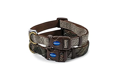 Ancol Country Herringbone Adjustable Dog Collar - Brown Nylon Base | Fits 30-50cm Neck 3