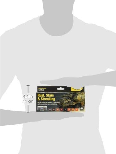 Vallejo Model Color Rust, Stains & Streaking Set - 8 Acrylic Paints for Weathering Effects