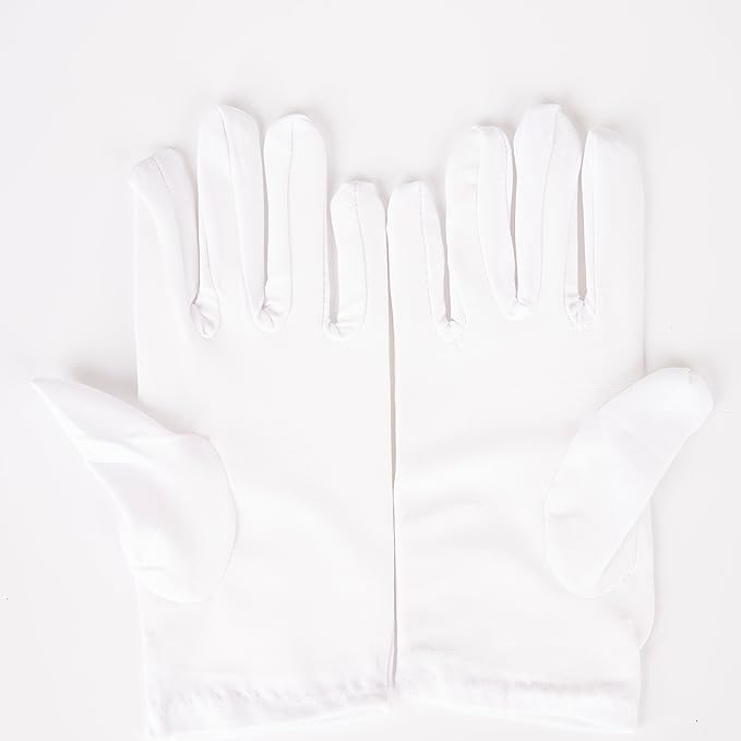 SHATCHI White Short Gloves for Captain, Clown, Magician, Santa Costume 8