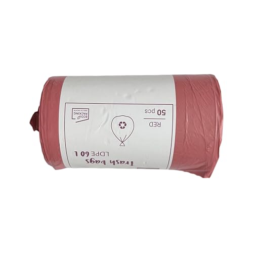 D.RECT 60L Heavy Duty Red Bin Liners - 50 Pack 7