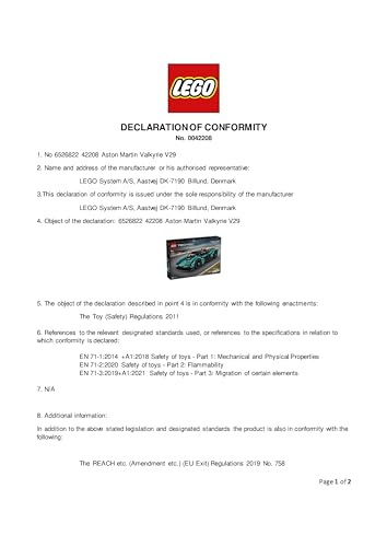 LEGO Technic Aston Martin Valkyrie Buildable Car Model Kit - 707-Piece Vehicle Toy for Kids 9+ 13