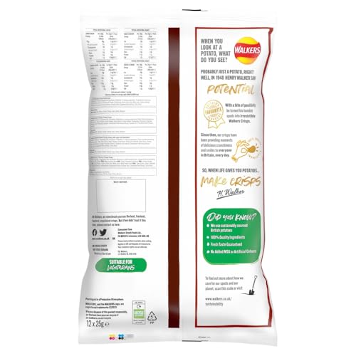 Walkers Meaty Variety Multipack Crisps 12x25g - Smoky Bacon, Roast Chicken, Prawn Cocktail, Cheese & Onion 3