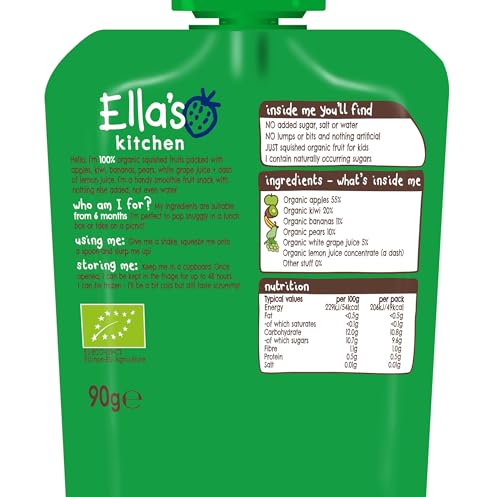 Ella's Kitchen The Green One Smoothie Fruits 6+ Months, Organic Fruit Snack, Pack of 5 (450g) 3