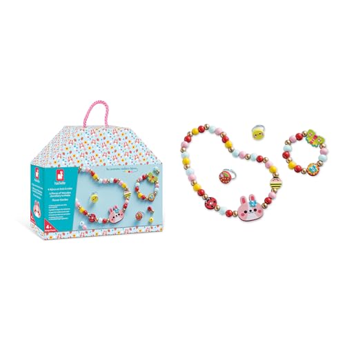 Janod 4 Flower Garden Wooden DIY Craft Kit - First Jewelry Making for Kids Ages 4-8 18