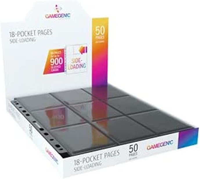 Gamegenic GGS30002ML 18-Pocket Card Pages - Black Trading Card Storage for Standard and Japanese Cards (50 Pages)