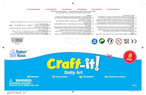 Baker Ross Dotty Sticker Art - Pack of 8 Windmill Craft Kits for Kids, Vinyl Sticker Sheets & Blank Pinwheels, 39cm 5