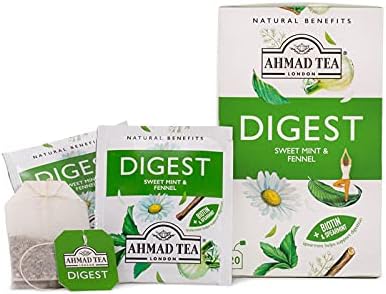 Ahmad Tea Digest Infusion - Sweet Mint & Fennel Herbal Tea with Biotin - 20 Teabags