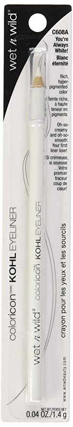 Wet n Wild Color Icon Kohl Eyeliner Pencil - White, Creamy Application, Long Lasting