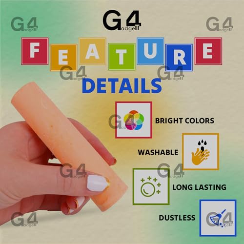 G4GADGET 10 Jumbo Chalks for Kids - Giant Chunky Outdoor Pavement Chalk Set for Ages 3+ 5