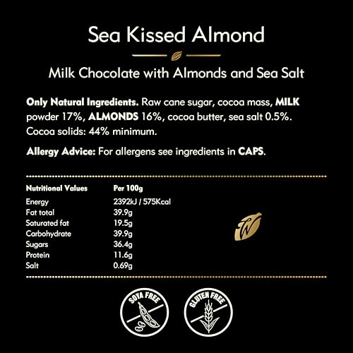 Willie's Cacao Bar - Sea Kissed Almond - Milk Chocolate with Roasted Almonds and Cornish Salt - 50g 5