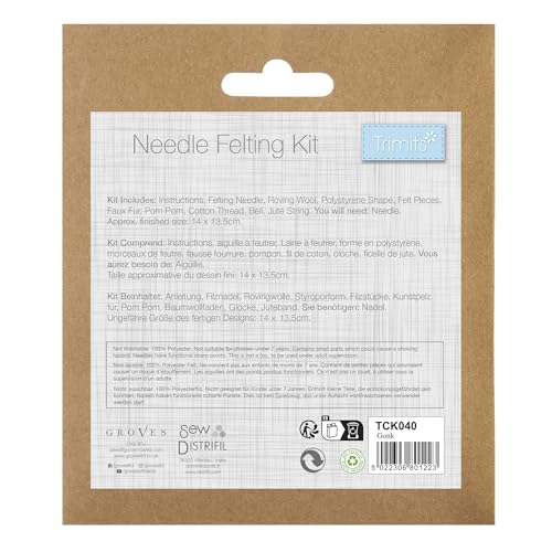 Trimits Needle Felting Craft Kit - Gonk Christmas Design with Wool, Needle & Instructions 7