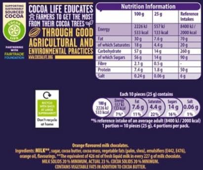 Cadbury Dairy Milk Chocolate Orange Flavour Giant Buttons, 100g Sharing Bag 6