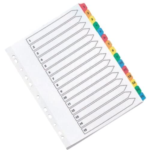 Q-Connect A4 Multi-Punched Index Dividers - 15 Part Numbered Tabs | Mylar Reinforced