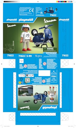 Playmobil 71622 Cars: 1969 Vespa 150 Sprint Veloce Blue - Vehicle Playset for Ages 5+ 7