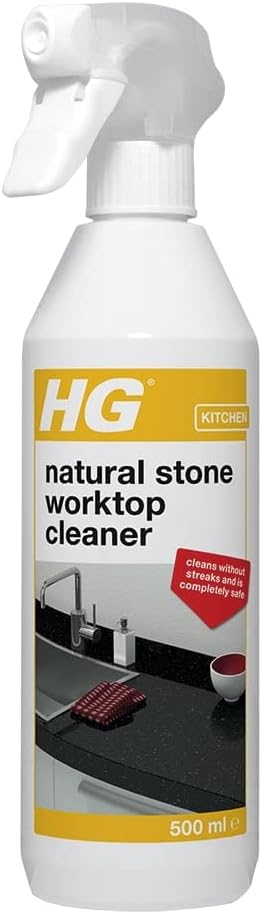 HG Natural Stone Kitchen Worktop Cleaner, 500ml Spray for Granite, Quartz, Marble & Cement Surfaces