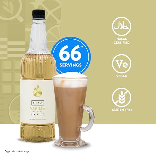 Simply – Vanillesirup, veganer und nussfreier aromatisierter Sirup für Kaffee, Cocktails und Backen (1 Liter) 6