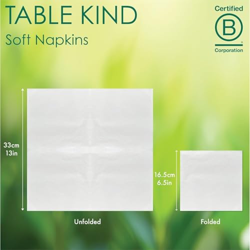 Talking Tables Table Kind 50 x Soft White 3-Ply Napkins, 33cm Eco-Friendly Compostable Serviettes 11