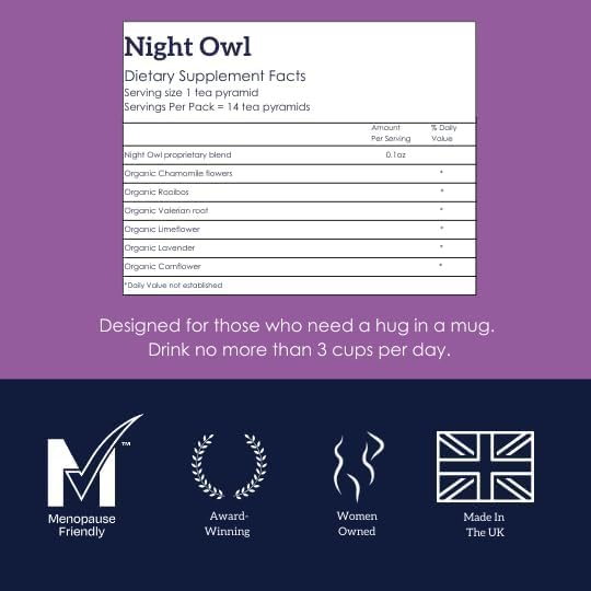 HOTTEA MAMA Night Owl Tea - Natural Sleep Supporting Herbal Tea for Women, Caffeine-Free, 15 Whole Leaf Tea Bags 8