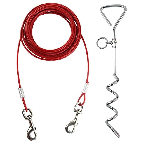 Taylor & Brown Heavy Duty Dog Tie Out Cable with 16 Inch Spiral Ground Stake | 10 Meters 3