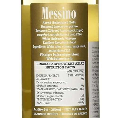 Messino Griechischer Weißer Balsamico-Essig – Ohne Zuckerzusatz – Vegan – 2 x 250 ml 3
