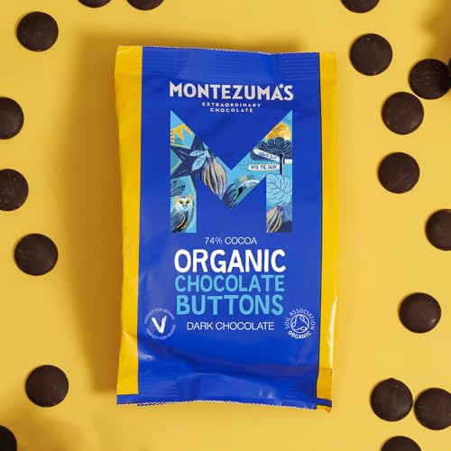 Montezuma Bio-Dunkelschokoladenknöpfe mit 74 % Kakaoanteil, glutenfrei, 120 g