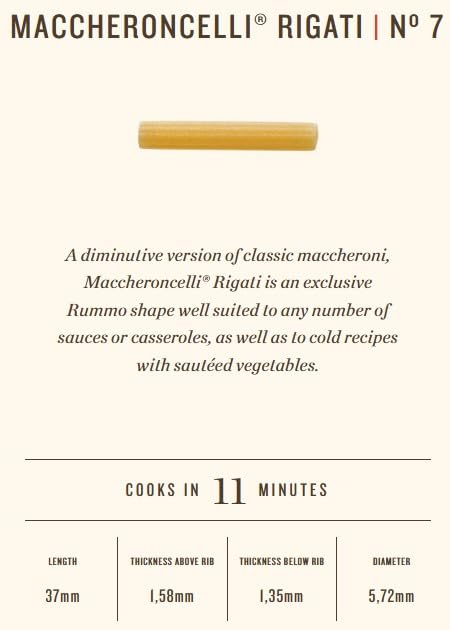 Rummo Maccheroncelli Rigati No. 7 – 500g Ridged Italian Pasta