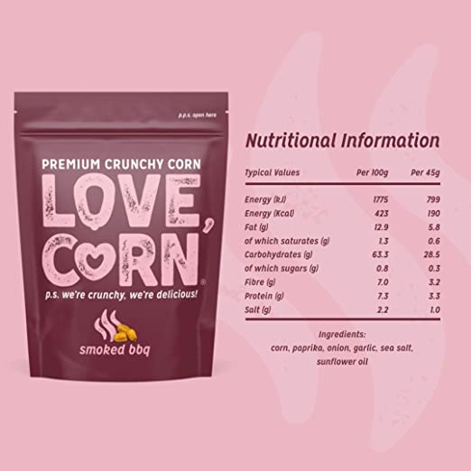 Love Corn Smoked BBQ Crunchy Roasted Corn Snacks, Gluten Free, 45g 5