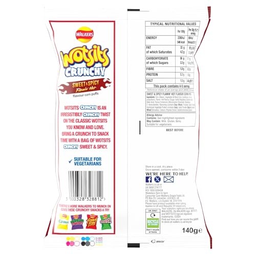 Walkers Wotsits Knusprige, süß-scharfe Snacks zum Teilen, 140 g 3