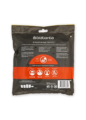 Brabantia - PerfectFit Müllbeutel (Größe A/3 Liter) Dicke Müllbeutel aus Kunststoff mit Bindeband 8