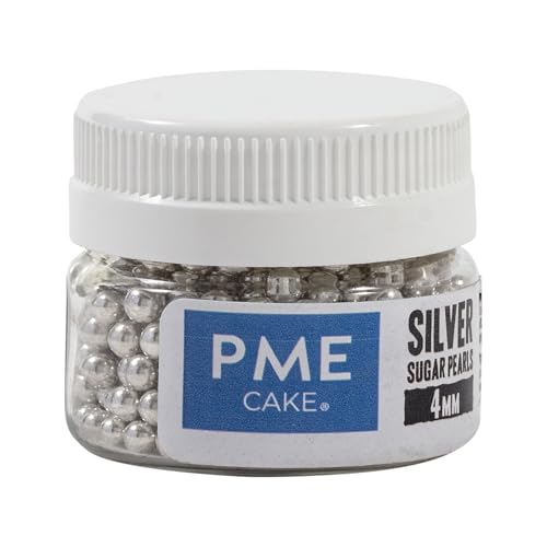 PME Silberne Zuckerperlen – essbare Kuchendekorationen (25 g, 4 mm) 6