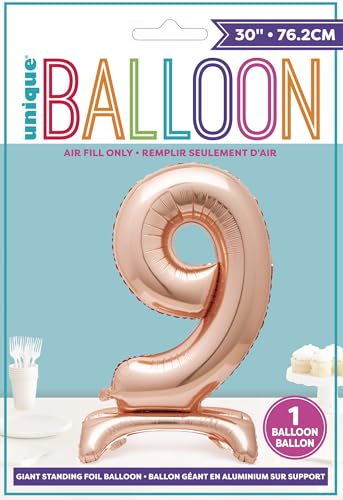 Roségoldener Folienballon mit der Zahl 9 (76 cm) – Elegante Meilenstein-Partydekoration 4