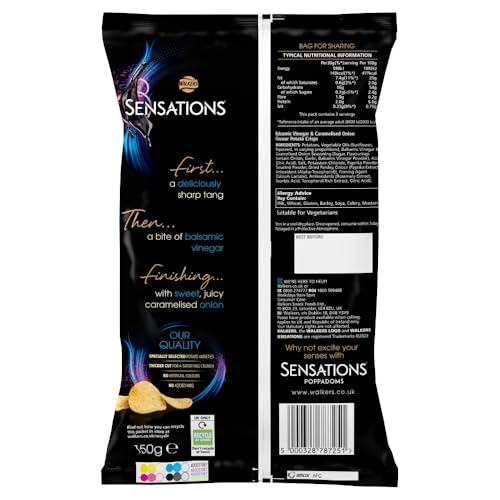 Walkers Sensations Balsamic Vinegar & Caramelised Onion Sharing Crisps 150g 5
