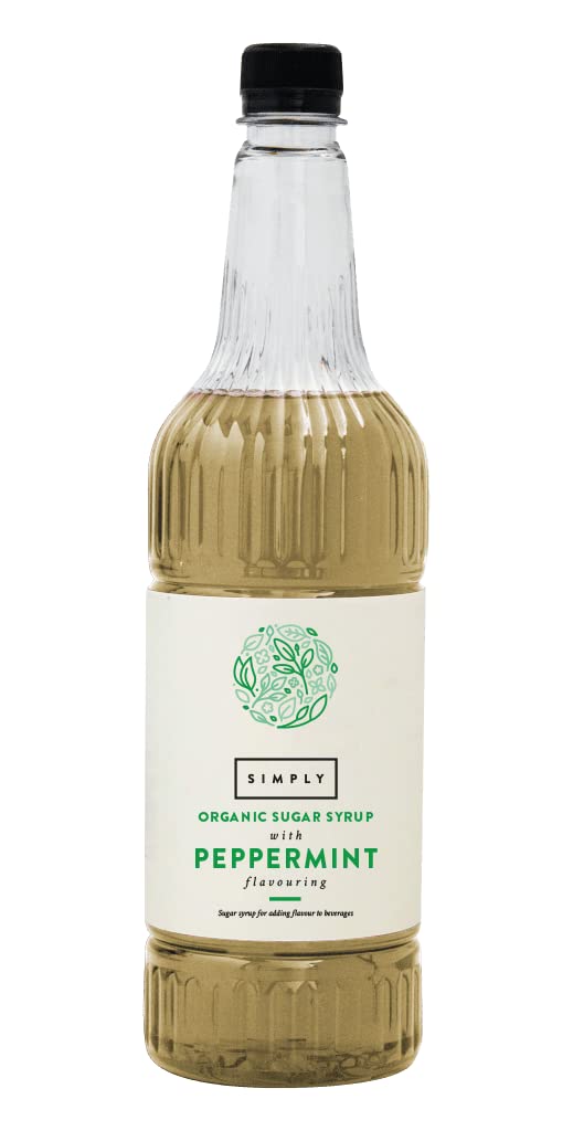 Simply Organic Peppermint Syrup - Vegan, Nut Free, 1 L | Natural Flavouring for Drinks & Baking