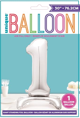 Majestätischer silberner Folienballon mit der Zahl 1 – eigenständige Partydekoration für Meilensteinfeiern 3
