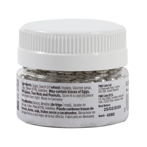 PME Silberne Zuckerperlen – essbare Kuchendekorationen (25 g, 4 mm) 7