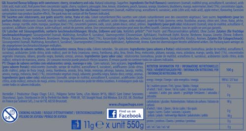 Chupa Chups Sugar-Free Lollipops Assorted Flavors - Cherry, Cola & Strawberry, 50 Count Display Box 8