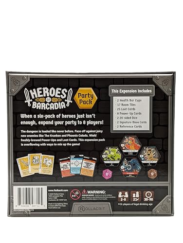 Heroes of Barcadia Party Pack Expansion for Rollacrit Corp Drinking Dungeon Game