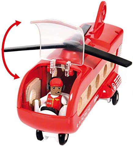 BRIO World Airport Cargo Transport Helicopter Playset with Magnetic Couplings for Ages 3+