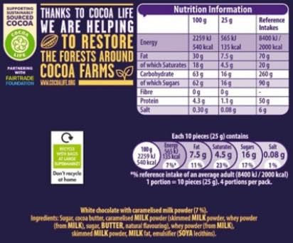 Cadbury Caramilk Golden Caramel Chocolate Buttons, Sharing Bag, 100g 6