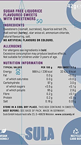 Sula - Liquorice Drops Sugar Free Boiled Sweets (42 g) 6