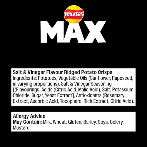 Walkers Max Salt & Malt Vinegar Crisps 50g (Pack of 24) 8