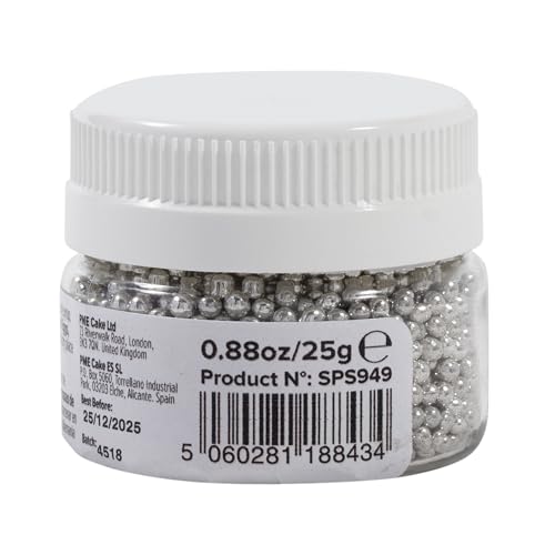 PME - Silver Sugar Pearls Edible Cake Decorations (25g, 2.3mm) 8