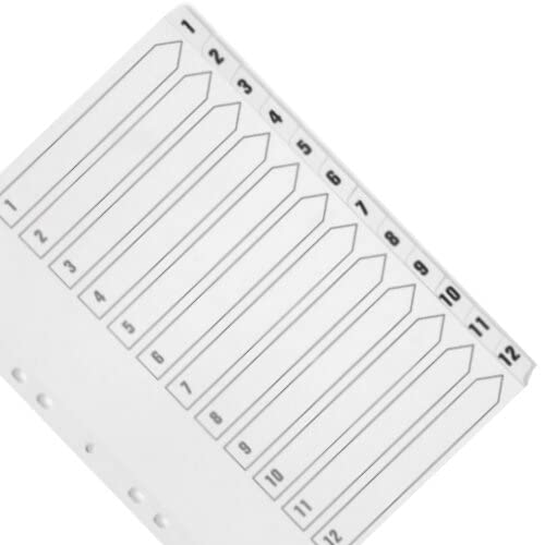 Q-Connect KF01529 Index Divider - 12 Part Numbered Tabs, A4, White Board, Clear Mylar Reinforced 2