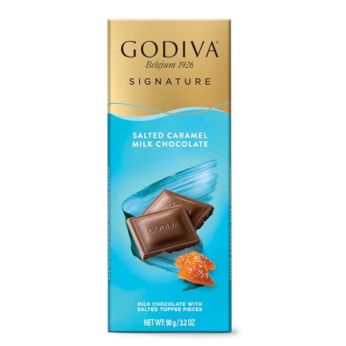 Godiva Chocolatier Signature Milk Chocolate & Salted Caramel Tablet - Creamy Milk Chocolate with Salted Toffee Pieces, 90g 5