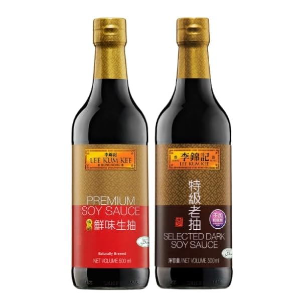 Lee Kum Kee Premium Vegan Light & Dark Soy Sauce Twin Pack (2 x 500 ml)