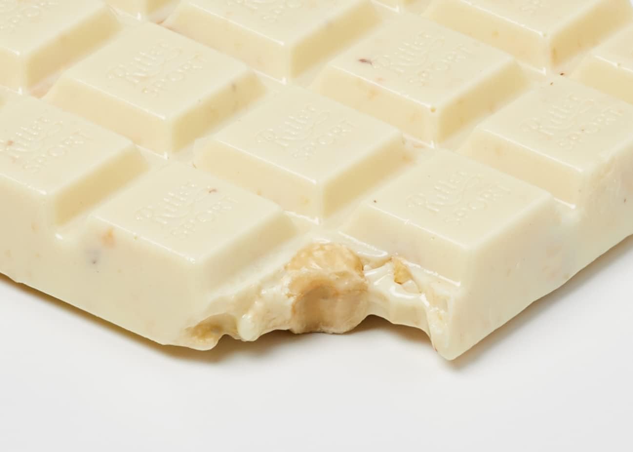 Ritter Sport White Whole Hazelnut Chocolate Bar 100g (Pack of 10)